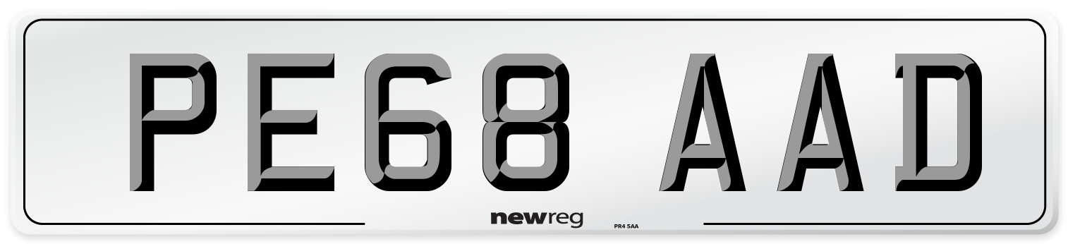 PE68 AAD Number Plate from New Reg